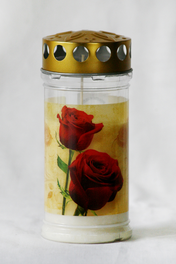 Memoriam 7-dniowy nr 640 Dwie Róże lampka olejowa z zawartością 30% oleju roślinnego, w pojemniku do recyklingu, 12 szt.