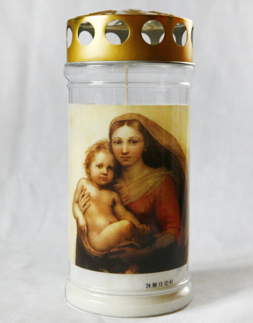 Memoriam 4-dniowy nr 412 Madonna lampka olejowa z zawartością 30% oleju roślinnego, w pojemniku do recyklingu, 12 szt.