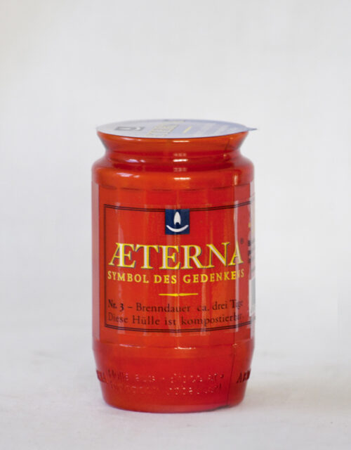 Aeterna 3-dniowa nr 3 czerwona wieczna lampka olejowa w biodegradowalnym pojemniku, 100% oleju roślinnego, 20 szt.