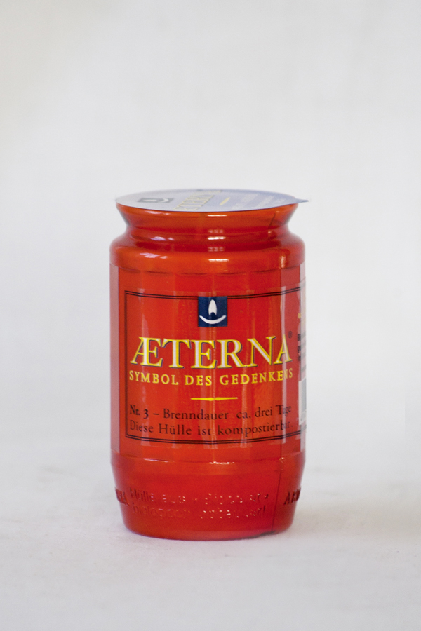 Aeterna 3-dniowa nr 3 czerwona wieczna lampka olejowa w biodegradowalnym pojemniku, 100% oleju roślinnego, 20 szt.